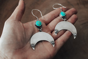 Large Lunula Turquoise Earrings #2