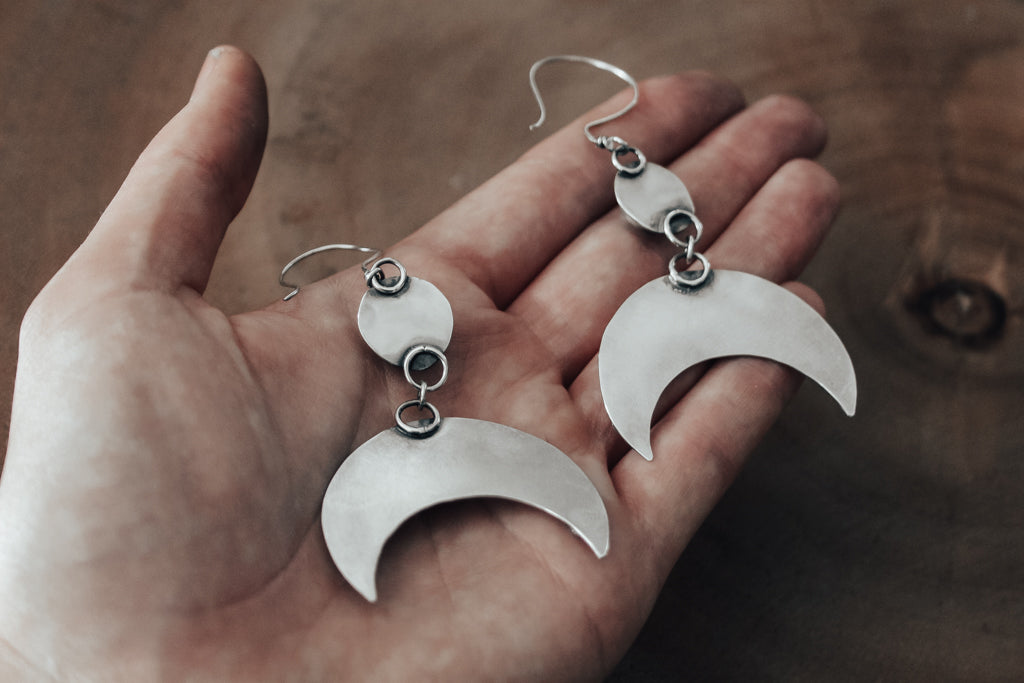 Large Lunula Turquoise Earrings #2
