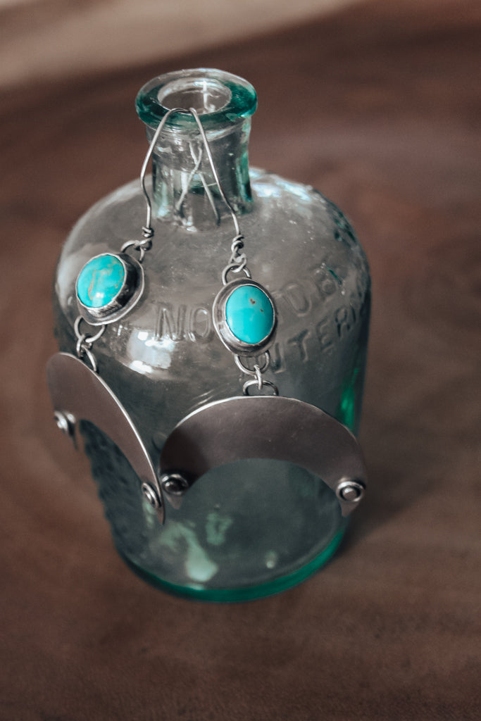 Large Lunula Turquoise Earrings #2