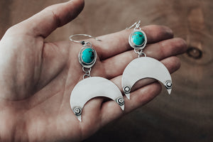 Large Lunula Turquoise Earrings #1