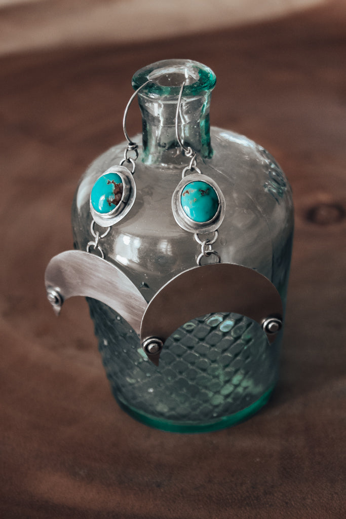 Large Lunula Turquoise Earrings #1