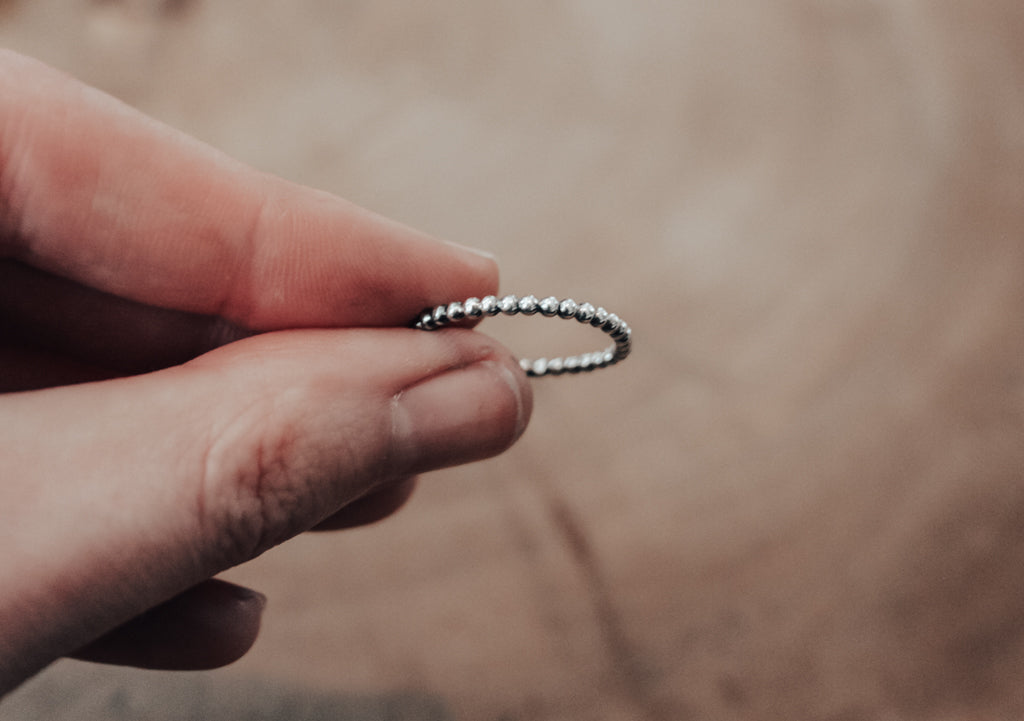 Silver beaded ring