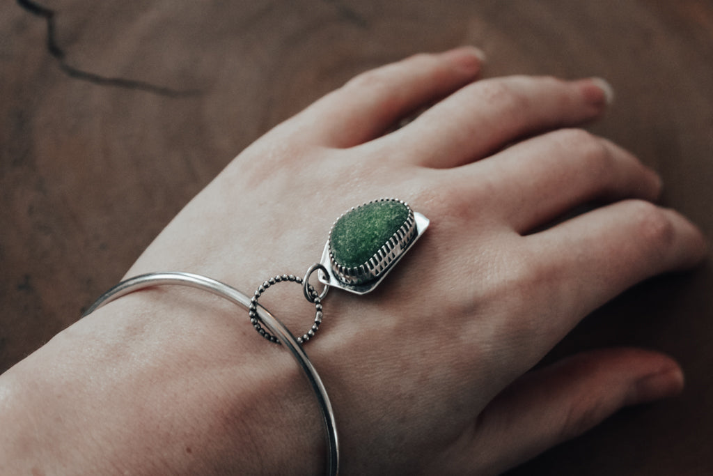 bottle green sea glass bracelet