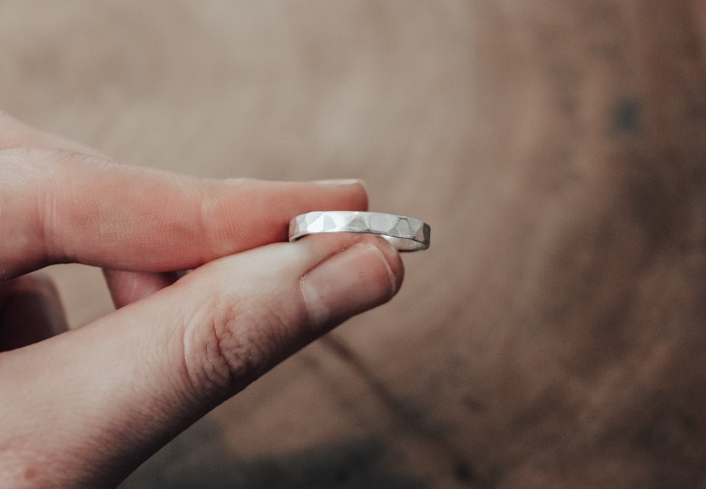 hammered Eco silver stacking ring