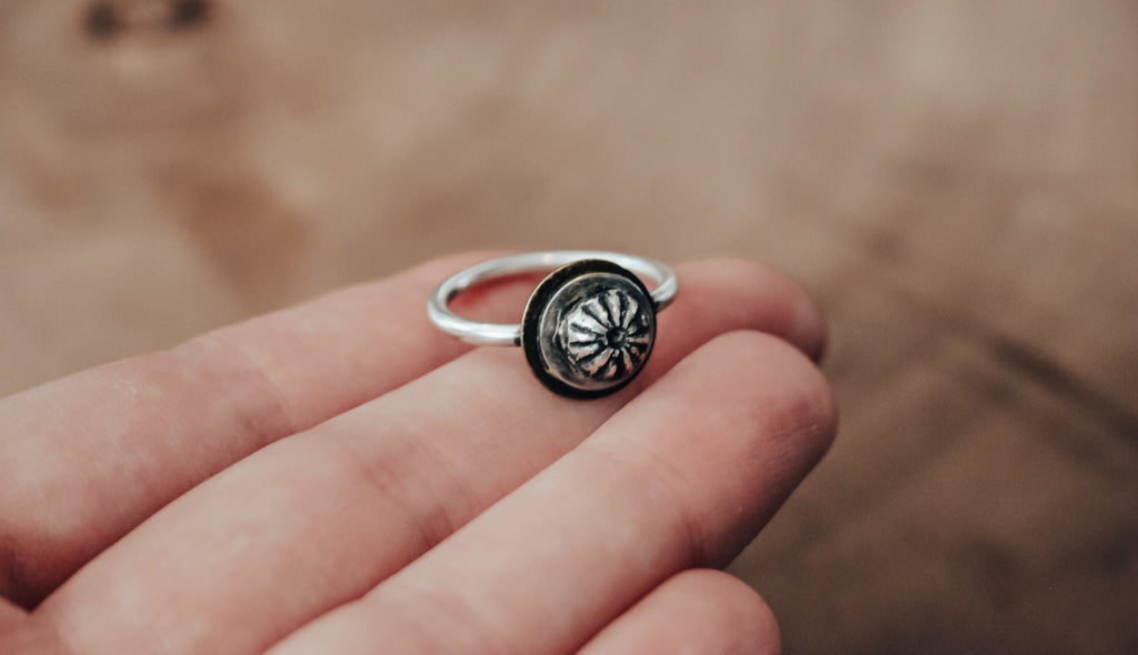 mixed metal sea urchin ring