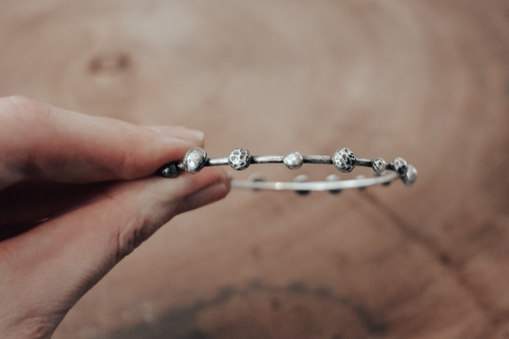 Eco silver bobble bangle