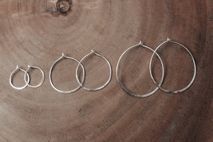 Recycled silver hoops in three different sizes
