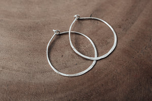 recycled silver medium hoops