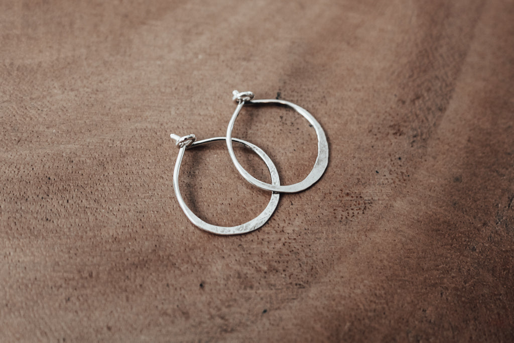 recycled silver mini hoops