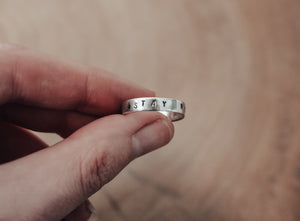 hand stamped silver ring