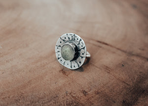 White Sea glass marble ring